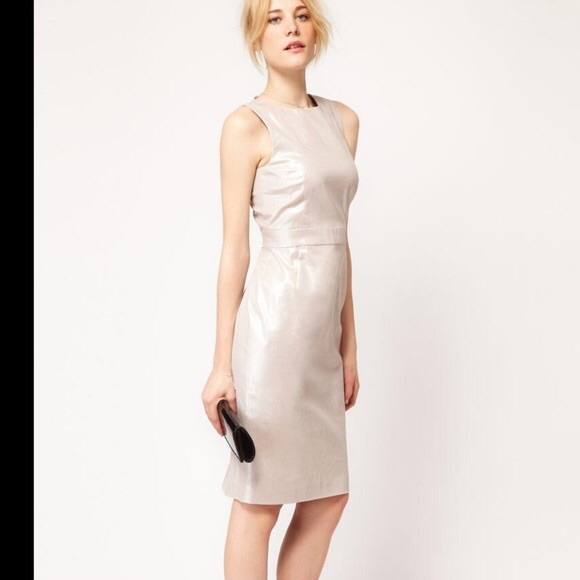 NWT French Connection Silver Pencil Dress 4 - Picture 1 of 7